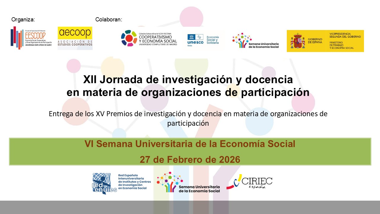 27/02: Programa defintivo de la XII Jornada EESCOOP de Investigación y Docencia en Materia de Organizaciones de Participación